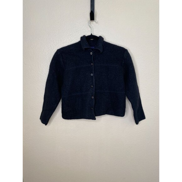 Karen Scott Jackets & Blazers - Karen‎ Scott Womens Black 100% Wool Button-Up Long Sleeve Sweater XL Jacket